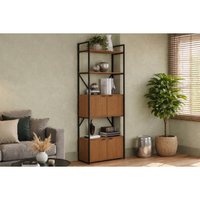 Estante de Livros Industrial LI018 c/ 4 Portas 72cm Canela/Preto - Kappesberg