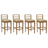 Kit 4 Banquetas Sala Jantar Sofia 1BMM006CA Premium Madeira Maciça 4 Un Carvalho/Boucle Bege - Kappesberg