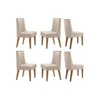 Cadeira de Cozinha Dafne Kit 6 Un Naturalle/Suede Creme - Rufato