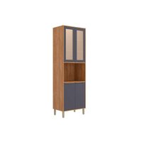 Paneleiro Cozinha Modulado Áurea c/ 4 Portas c/ Vidro 70cm Cinamomo/Titanium MGM