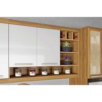 Kit Cozinha Completa 6Peças Burguesa Premium (3Aéreos+2Balcões+1Paneleiro) C6P57 Freijo/Off White-Nesher