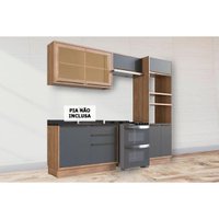 Kit de Cozinha Completa 4 Peças Versalis (2Aéreos+1Balcão+1TorreQuente) C4P190 Freijo/Grafite - Herval