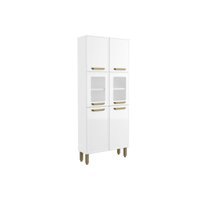 Paneleiro Cozinha Modulado Bella c/ 6 Portas c/ Vidro 80cm Branco Bertolini