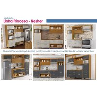 Cozinha Modulada Completa Princesa 4 Peças (1Aéreo+2Balcões+1Paneleiro) C4P159 Freijo/Off White - Nesher
