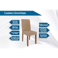 Sala Jantar Mesa Valentina Oval 210cm + 6 Cadeiras Maia Cinamomo/Off White - Suede Mascavo Chocolate - Cimol
