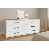 Cômoda de Quarto Valência c/ 6 Gavetas Freijo/Branco - Politorno