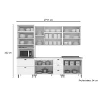 Cozinha Modulada Henn Americana 6 Peças (2Aéreos+2Balcões+1Paneleiro+1Complemento) c/ Pés C5P61 Branco-Henn