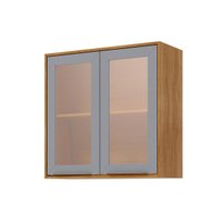 Armário Aéreo Cozinha Modulado Brilhante c/ 2 Portas 80cm Cinamomo/Platina - MGM