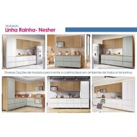 Kit de Cozinha Completa 4 Peças Rainha (3Aéreos+1Balcão) C4P159 Nature/Branco - Nesher