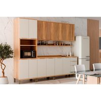 Kit de Cozinha Completa 7 Peças Sauvignon (2Aéreos+2Balcões+1TorreQuente+2Complementos) C7P93 Amendoa/Off White - Ronipa