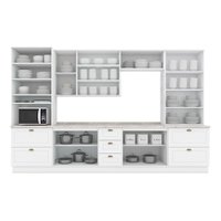 Kit de Cozinha Completa 8 Peças Americana (2Aéreos+2Balcões+2Paneleiros+2Complementos) C5P47 Branco - Henn