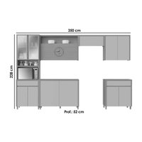 Cozinha Modulada Completa Condessa 6 Peças (3Aéreos+2Balcões+1Paneleiro) C6P93 Carvalho/Cinza - Nesher