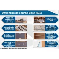 Cozinha Modulada Completa Eloise 5 Peças (2Aéreos+1Balcão+1TorreQuente+1Complemento) C5P109 Freijo/Titanium - MGM