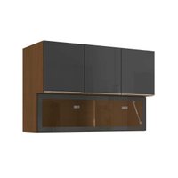 Armário Cozinha Modulado Vibra T651 c/ 4 Portas c/ Vidro 120cm Canela/Grafite Lacca Kappesberg