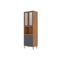 Paneleiro Cozinha Modulado Celeste c/ 4 Portas c/ Vidro 70cm Cinamomo/Titanium MGM