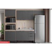 Kit de Cozinha 4 Peças Firenze (2 Aéreos + 1 Balcão + 1 Paneleiro) FMT004 Avena/Grafito - Demóbile