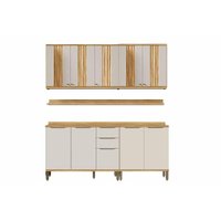 Kit Cozinha Modulada 6 Peças Sauvignon (2Aéreos+2Balcões+2Complementos) C6P125 Amendoa/Off White - Ronipa