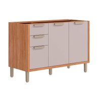 Módulo Cozinha MGM Estela Balcão s/ Tampo c/ 2 Portas e 3 Gavetas 120cm Cinamomo/Off White-MGM