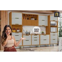 Cozinha Modulada Completa Imperatriz 9 Peças (3Aéreos+4Balcões+1TorreQuente+1Ilha) C9P62 Freijo/Off White - Nesher