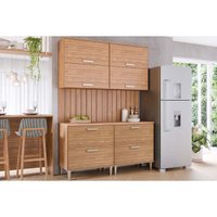 Cozinha Modulada MGM Bella 6 Peças (2Aéreos+2Balcões+2Complementos) C6P82 Freijo-MGM