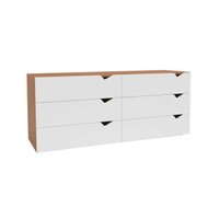 Cômoda de Quarto Porto c/ 6 Gavetas Freijo/Branco - Politorno