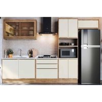 Kit Cozinha Modulada 6 Peças Versalis (2Aéreos+2Balcões+1TorreQuente+1Complemento) C6P163 Freijo/Cinza Argila - Herval