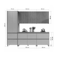 Kit de Cozinha Completa 5 Peças Rainha Gourmet (2Aéreos+2Balcões+1Paneleiro) C5P33 Branca/Nature - Nesher