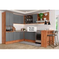 Cozinha Modulada Completa Bella 9 Peças (3Aéreos+3Balcões+1TorreQuente+1Ilha+1Complemento) C9P200 Nogal/Cinza - Carraro