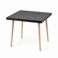 Mesa Safira Quadrada 70 cm com Tampo em MDF Preto e Pés de Madeira Natural
