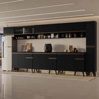 Armário de Cozinha Completa Atlanta Park com Vidro Carraro Preto Touch
