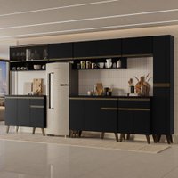 Armário de Cozinha Completa Atlanta Terrace com Vidro Carraro Preto Touch