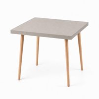 Mesa Safira Quadrada 70 cm com Tampo em MDF Camurça e Pés de Madeira Natural