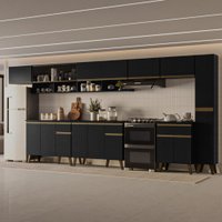 Armário de Cozinha Completa Atlanta Court com Vidro Carraro Preto Touch