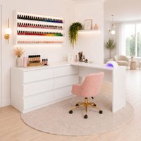 Mesa Profissional para Manicure em L com 6 Gavetas Elegance Multimóveis MP6067