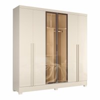 Guarda Roupas Casal 6 Portas Reflecta com Led 4 Gavetas Mavie