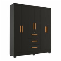 Guarda Roupas Casal 6 Portas 3 Gavetas com Chave Tami - Preto