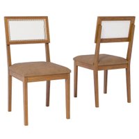 Kit 2 Cadeiras Estofadas Madeira Maciça 22155 Corino Kaki ORNAR