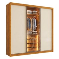Guarda Roupas Casal 3 Portas de Correr Reflecta com Led 4 Gavetas Flex Eva