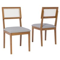 Kit 2 Cadeiras Estofadas Madeira Maciça 22155 Linho Cinza ORNAR