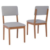 Kit 2 Cadeiras Estofadas Madeira Maciça 22159 Linho Cinza ORNAR