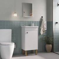 Gabinete de Banheiro com Pia e Espelheira 1 Porta Multimóveis CR10157 Branco