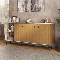 Aparador Buffet com 3 Portas 2 Nichos Retrô 180cm Multimóveis CR50282 Lâmina Mel/Arenas