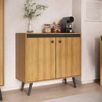 Aparador Cantinho do Café com 2 Portas Retrô 90cm Multimóveis CR50283 Lâmina Mel/Preto