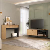 Kit Rack p/TV até 50 Polegadas c/Aparador Buffet Multimóveis CR45361 Carvalho Nature/Preto