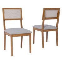 Kit 2 Cadeiras Estofadas Madeira Maciça 22157 Linho Cinza ORNAR