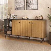 Aparador Buffet com 3 Portas 2 Nichos Retrô 180cm Multimóveis CR50282 Lâmina Mel/Preto