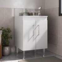 Balcão de Lavanderia com Tampo e 2 Portas 61cm Multimóveis CR30055 Branco