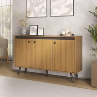 Aparador Buffet com 3 Portas Retrô 135cm Multimóveis CR50281 Lâmina Mel/Preto