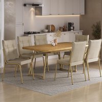 Conjunto Sala de Jantar 6 Cadeiras Dallas Carraro Dourado
