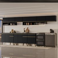 Armário de Cozinha Completa Atlanta Flow Carraro Preto Touch